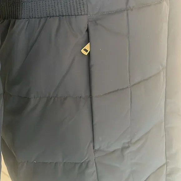 Cole Haan Signature Navy Long Down Puffer Coat Hooded Size XS NWT - Picture 9 of 11